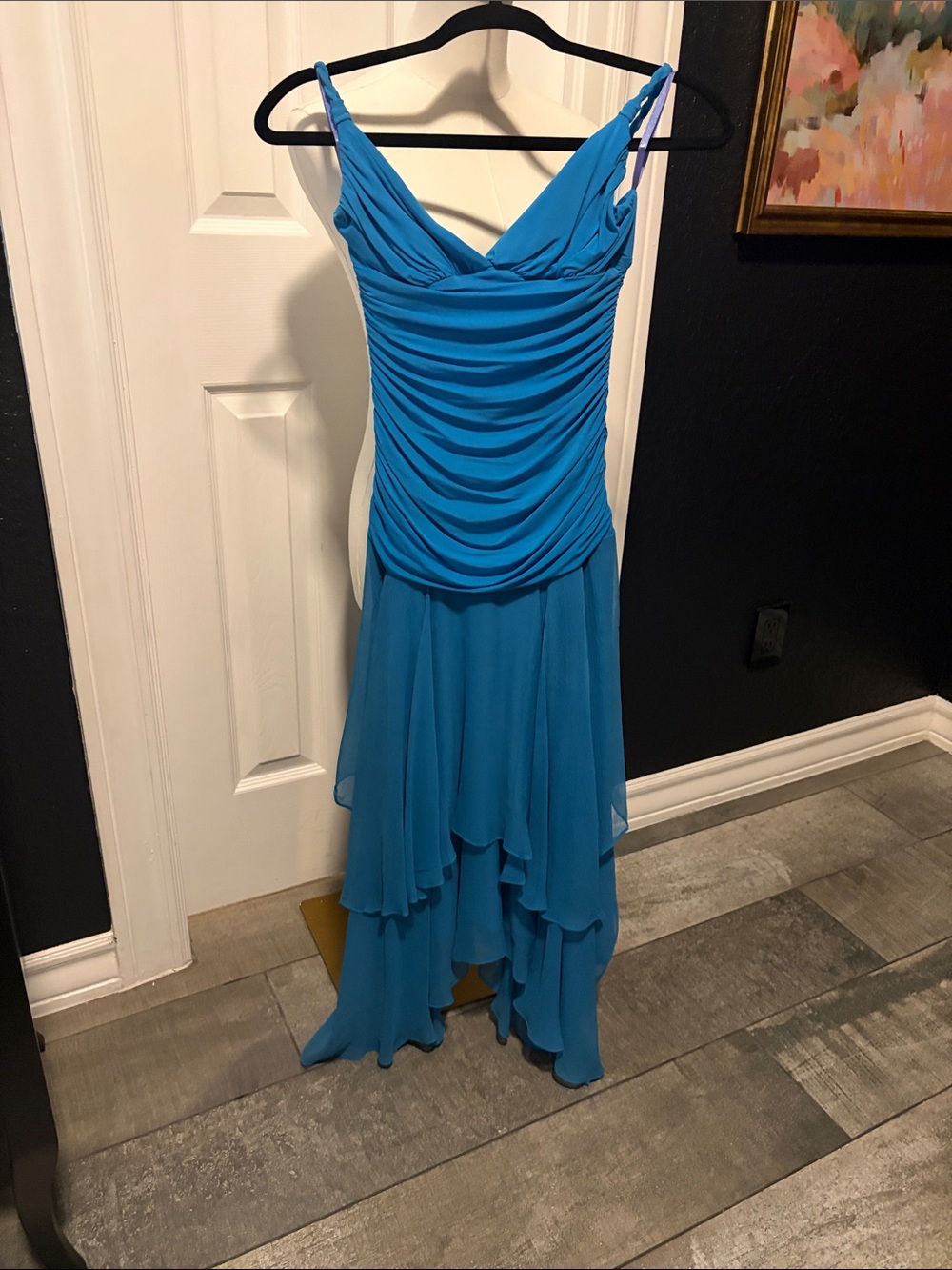 BCBGMaxAzria Turquoise Blue High-Low Chiffon Dress